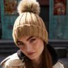 Fur pop pom chunky beanie