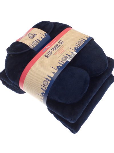Travel set (neck pillow, eye mask and fleece blanket)