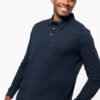 Jersey knit long sleeve polo shirt