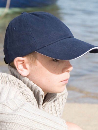 Junior low-profile heavy brushed cotton cap with sandwich peak