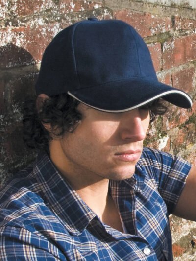 Pro-style heavy cotton cap with sandwich peak