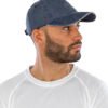 Washed fine line cotton cap with sandwich peak