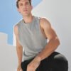 High neck slash armhole vest