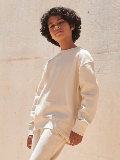 Kids sustainable fashion curved hem sweatshirt