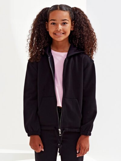 Kids TriDri® recycled cropped oversize full-zip hoodie