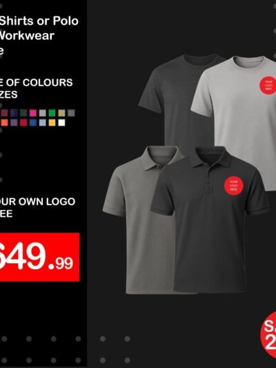 100 T-Shirts Or Polo Shirts Workwear Bundle - With Front Logo Embroidered